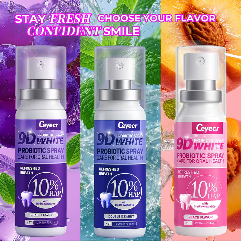 9D White Probiotic Oral Spray — Set of 3 Flavours