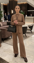 Knitted lounge set in camel brown