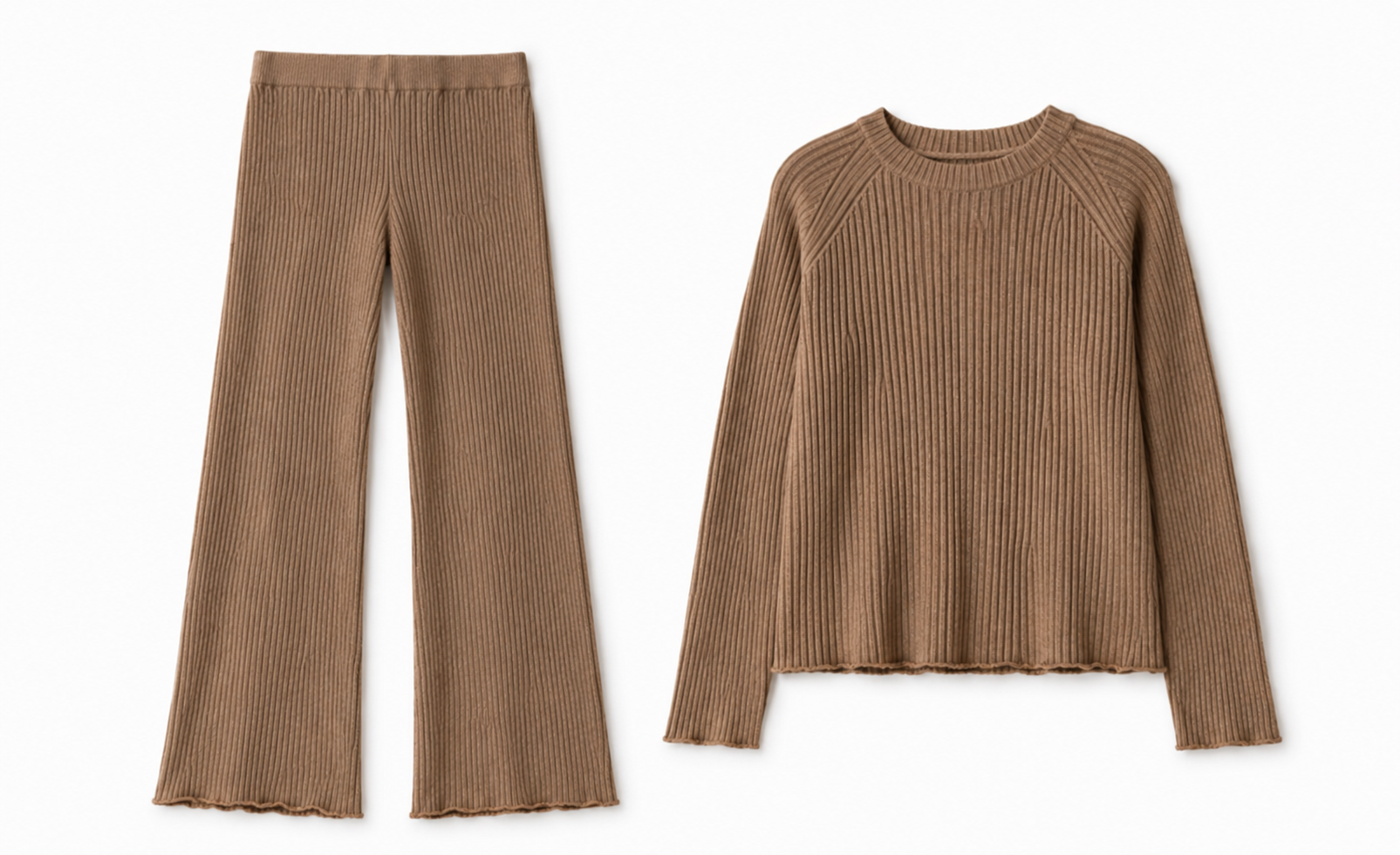 Knitted lounge set in camel brown