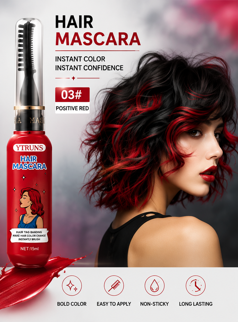 Hair Mascara – Temporary Hair Colour Wand | Positive Red #03 | 15ml