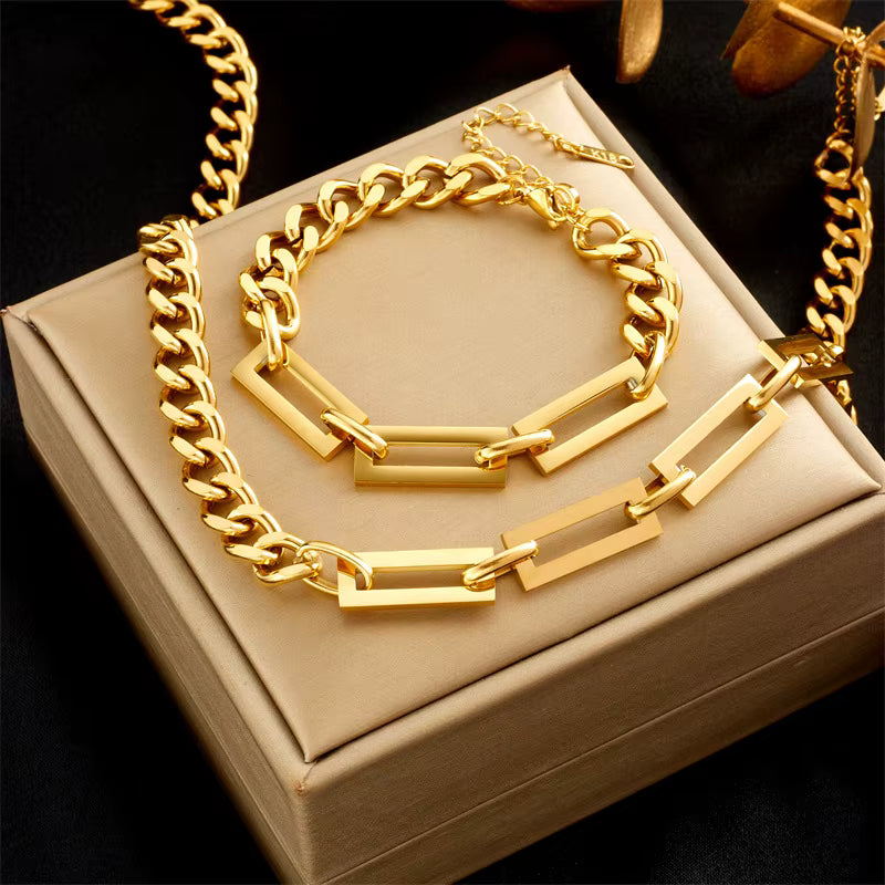 18k gold-plated jewellery set of 2 pieces