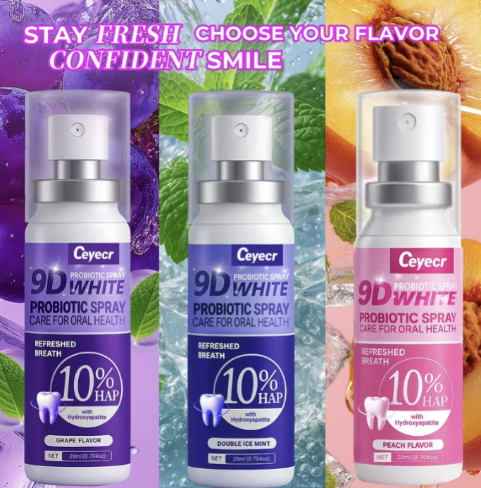 9D White Probiotic Oral Spray — Set of 3 Flavours