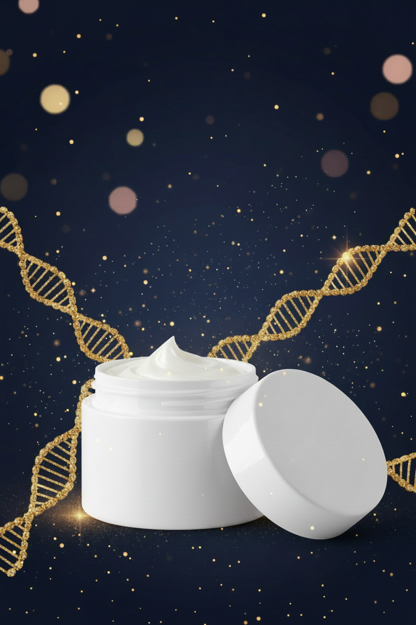 LGRAMER Collagen Beauty Cream hero shot on dark background with gold dust particles