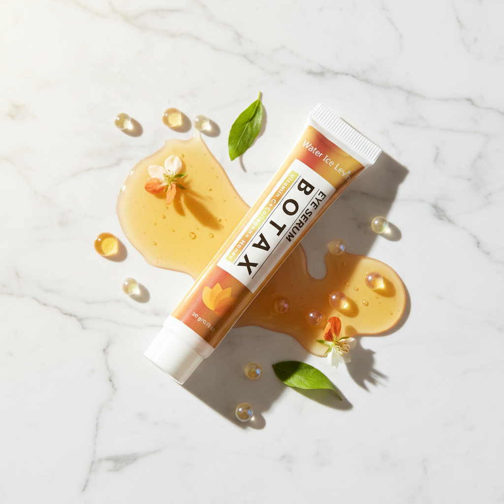 BOTAX Eye Serum flat lay product shot with honey and botanicals