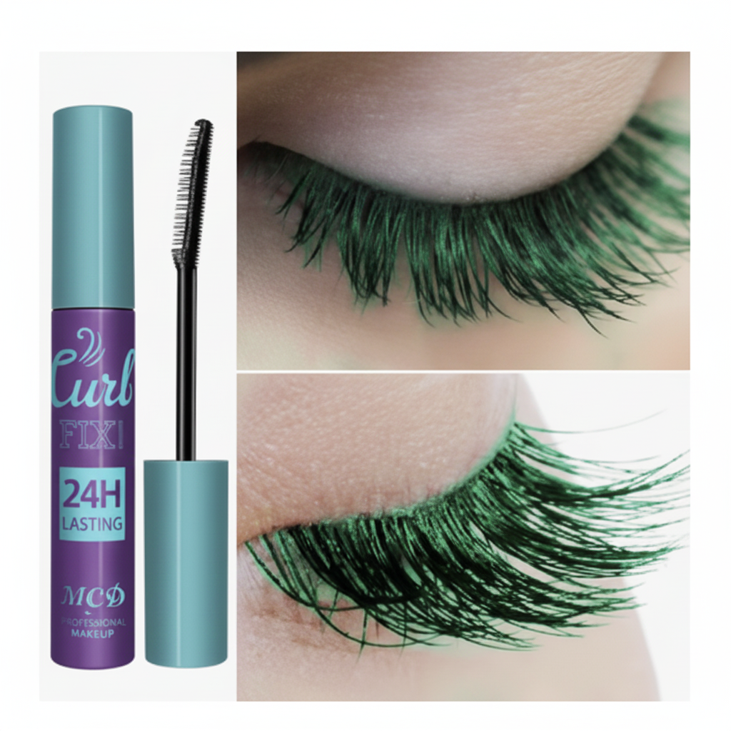 MCD Curl Fix Green Mascara N7 editorial studio shot