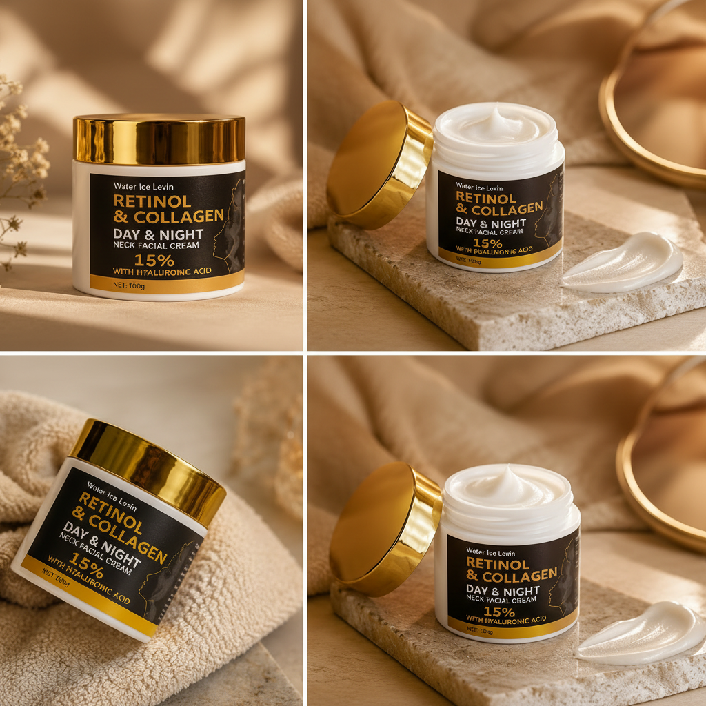 Water Ice Levin Retinol & Collagen Cream - open jar with cream swipe