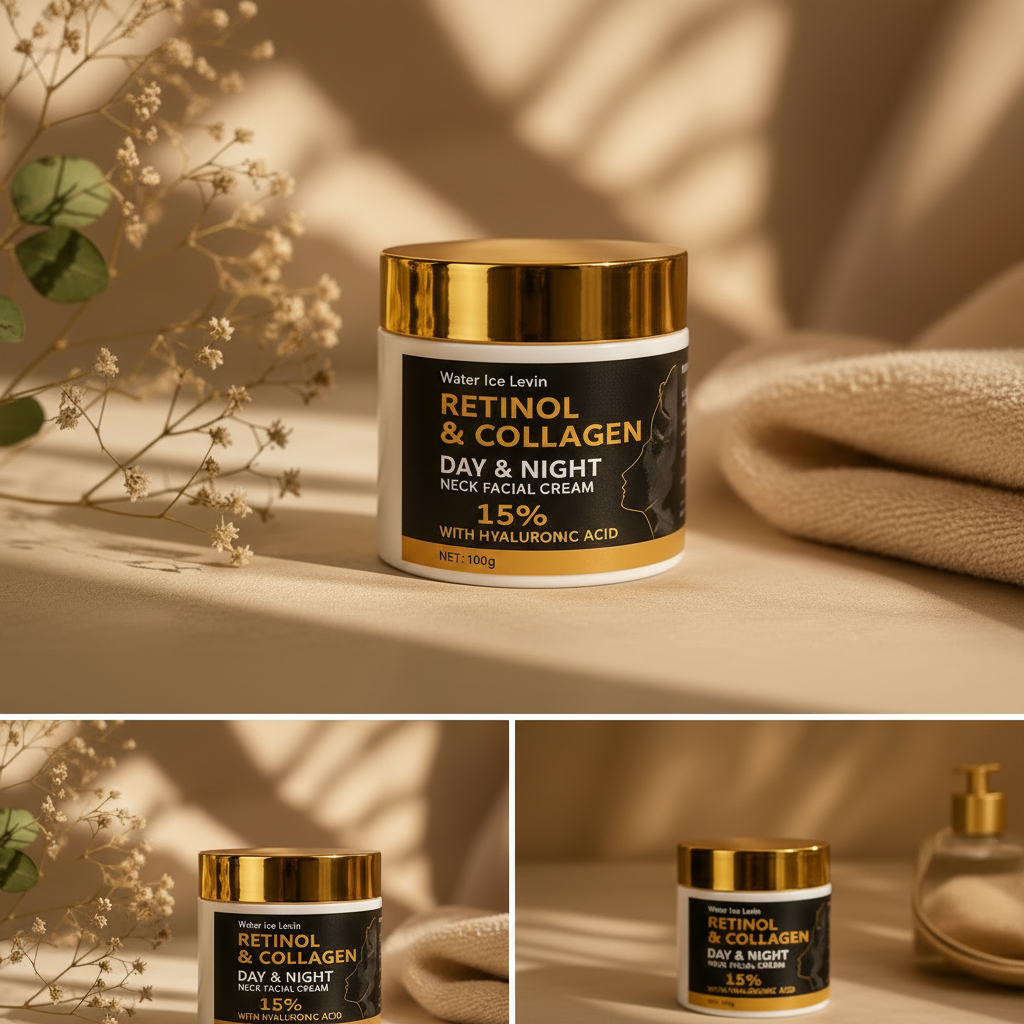 Water Ice Levin Retinol & Collagen Cream - closed jar with dried flowers