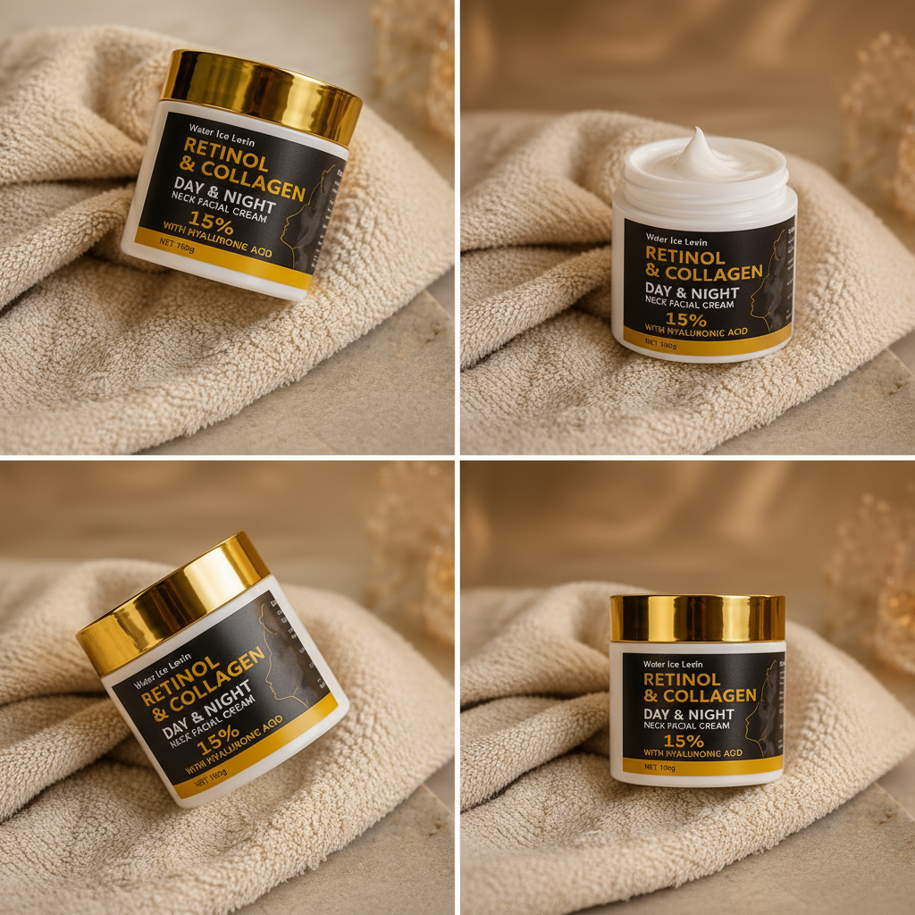 Water Ice Levin Retinol & Collagen Cream - jar on fluffy towel