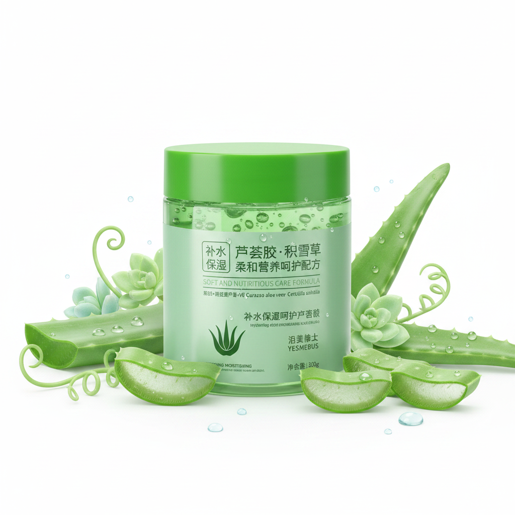 Aloe Vera Gel Cream advertisement with botanicals